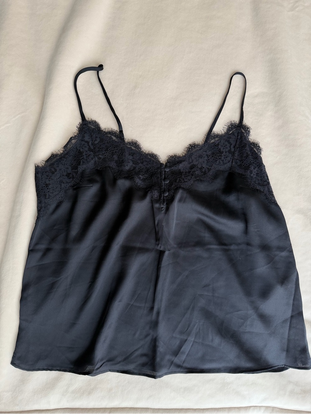 Abercrombie & Fitch Lace Trim Satin Cami Top - Black